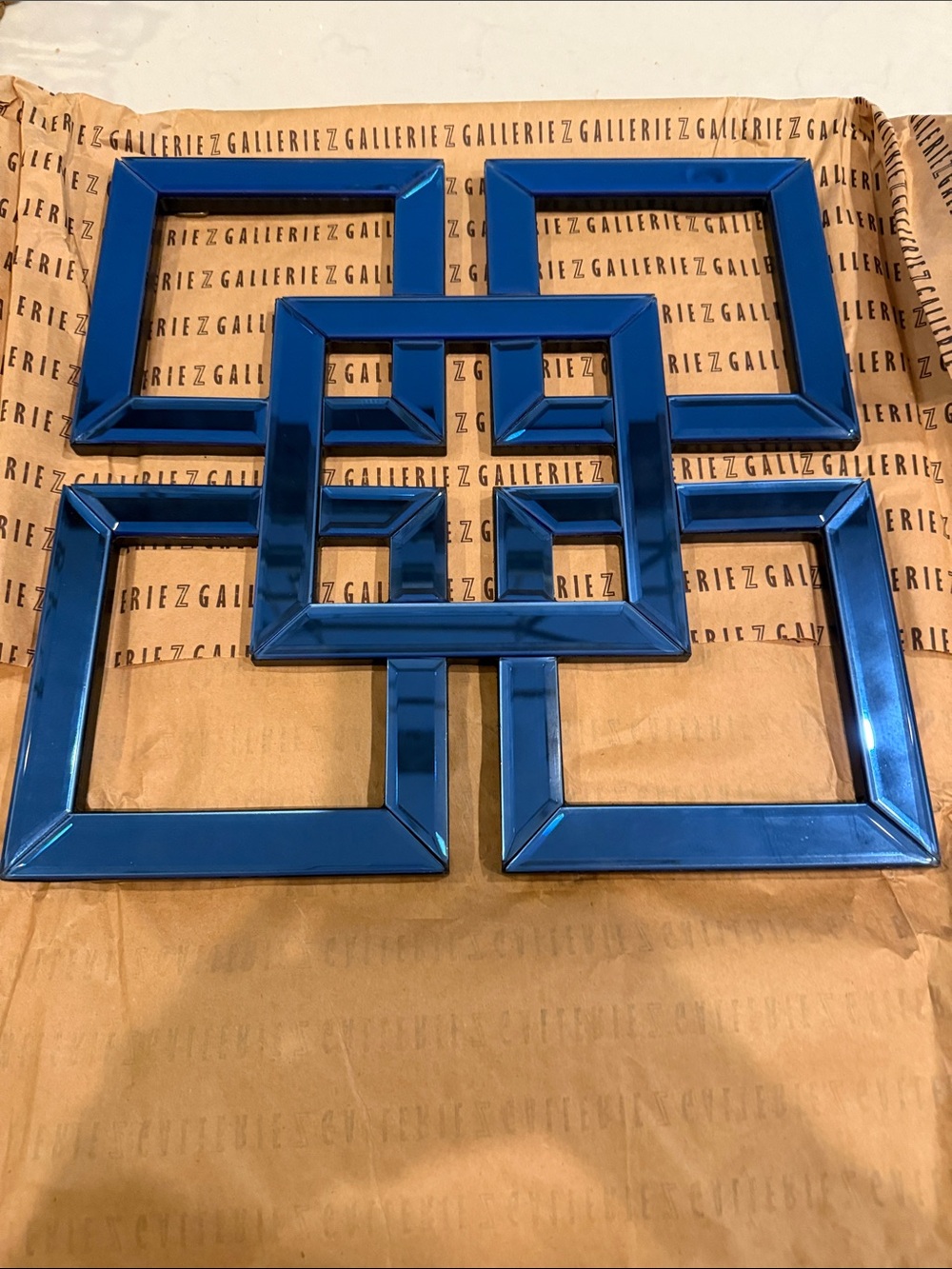 Z Gallerie Blue Geometric Ceramic Wall Art
